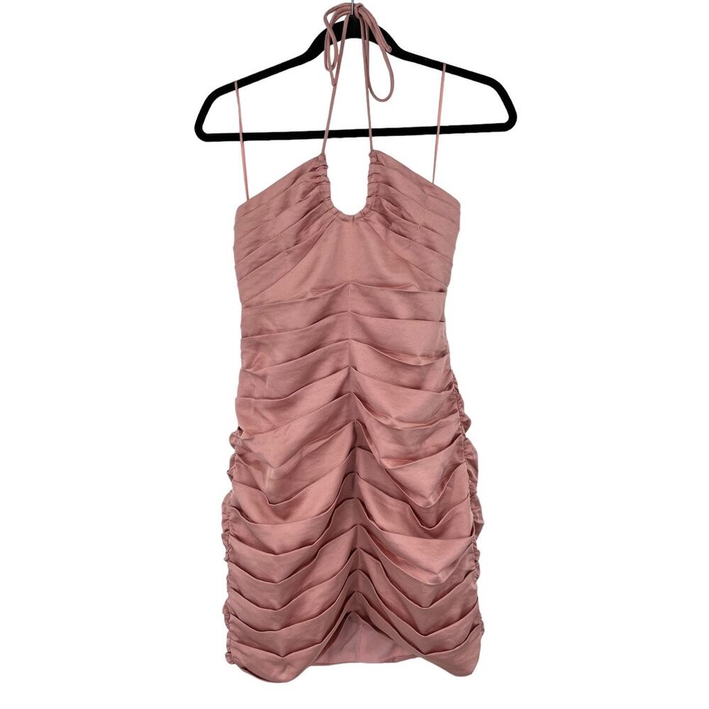 Astr the Label dress Merida ruched halter neck minidress pink Medium M